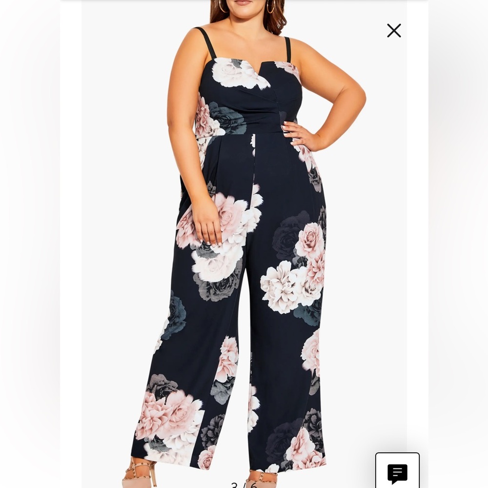 City Chic Floral Jumpsuit-wide leg, strapless or straps included and pockets!